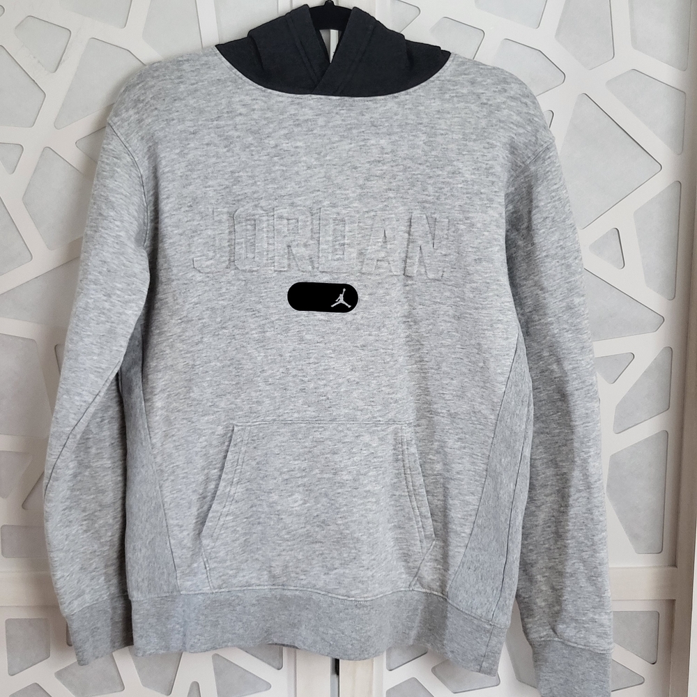 Jordan Boys Pullover Hoodie - Grey/Black - Size XL (13-15Y)
